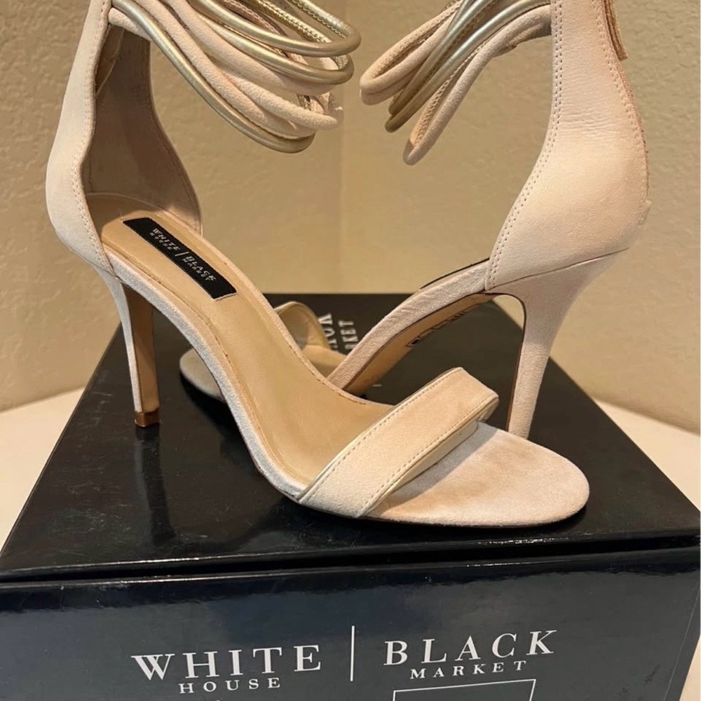 White House Black Market Beige Strappy Heels